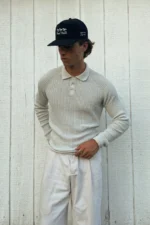 SWEET GREY RIBBED POLO