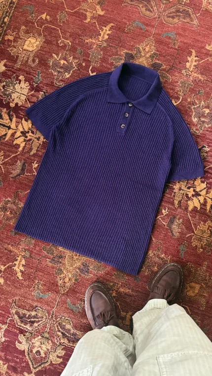 SWEET NAVY RIBBED POLO