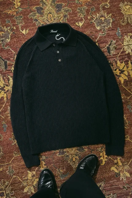 SWEET BLACK RIBBED POLO