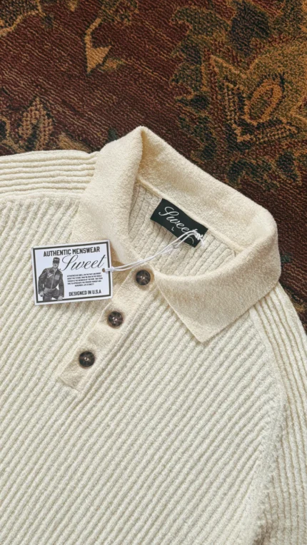 SWEET OFF-WHITE RIBBED POLO